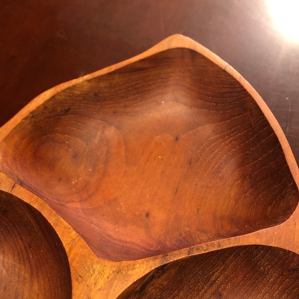 MCM Wood of the World Hand Carved Wood Leaf Tray - Picture 8 of 12